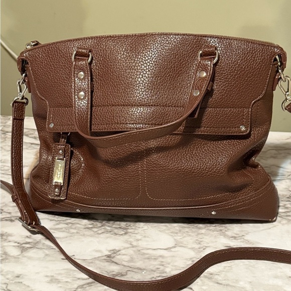 Nine West Brown Leather Shoulder Bag with Gold Hardware - Picture 6 of 12